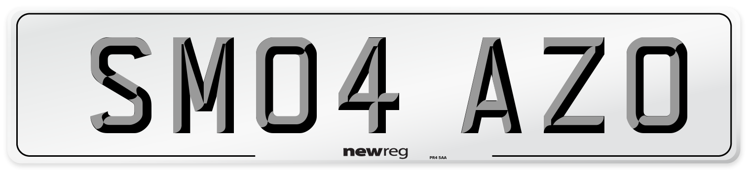 SM04 AZO Number Plate from New Reg